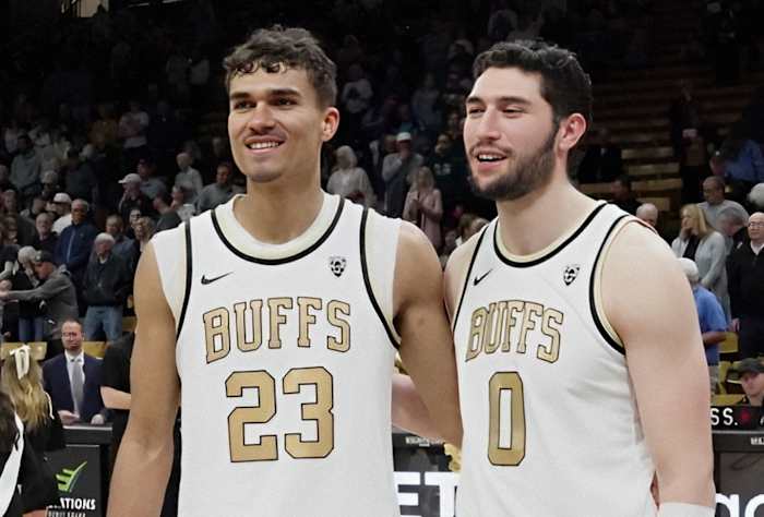 Tristan da Silva and Luke O'Brien on senior night at CU Events Center